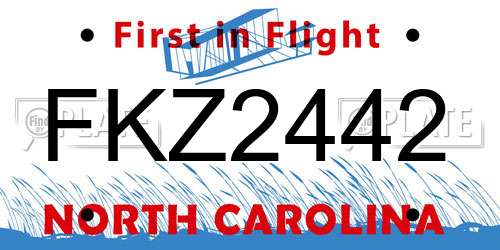 FKZ2442 North Carolina License Plate