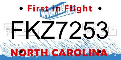 FKZ7253 North Carolina License Plate