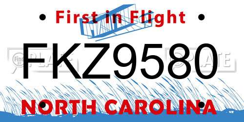 FKZ9580 North Carolina License Plate