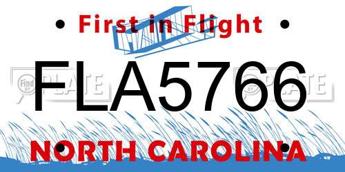 FLA5766 North Carolina License Plate