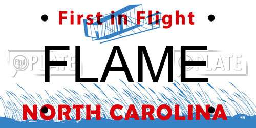 FLAME North Carolina License Plate