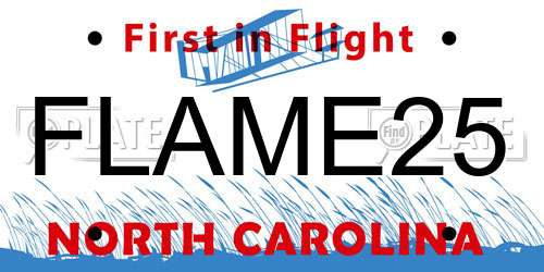 FLAME25 North Carolina License Plate