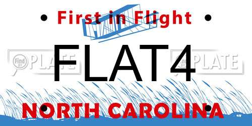 FLAT4 North Carolina License Plate