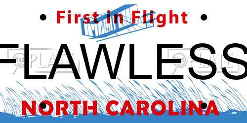 FLAWLESS North Carolina License Plate