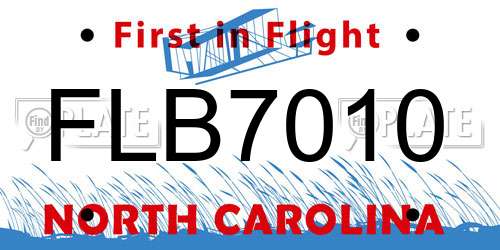 FLB7010 North Carolina License Plate