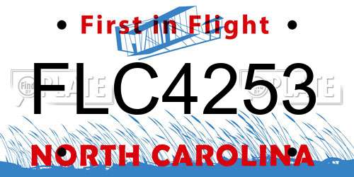 FLC4253 North Carolina License Plate