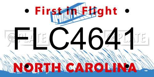 FLC4641 North Carolina License Plate