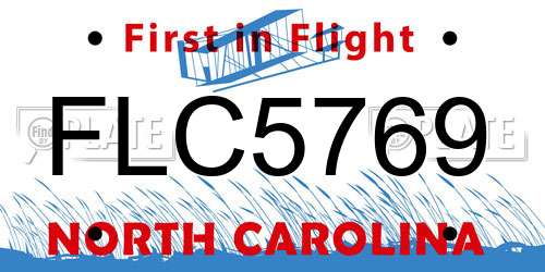 FLC5769 North Carolina License Plate