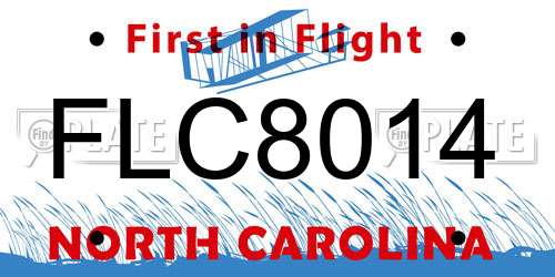 FLC8014 North Carolina License Plate