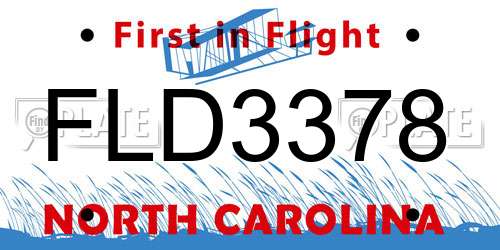 FLD3378 North Carolina License Plate