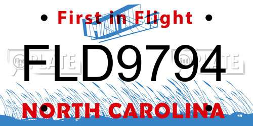 FLD9794 North Carolina License Plate
