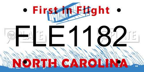 FLE1182 North Carolina License Plate