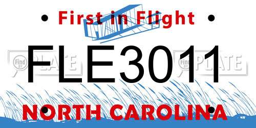 FLE3011 North Carolina License Plate