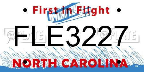 FLE3227 North Carolina License Plate