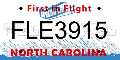 FLE3915 North Carolina License Plate