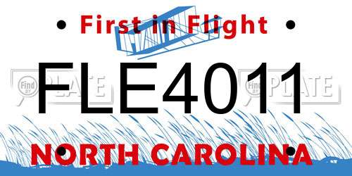 FLE4011 North Carolina License Plate
