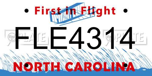 FLE4314 North Carolina License Plate