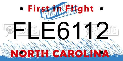 FLE6112 North Carolina License Plate