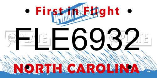 FLE6932 North Carolina License Plate