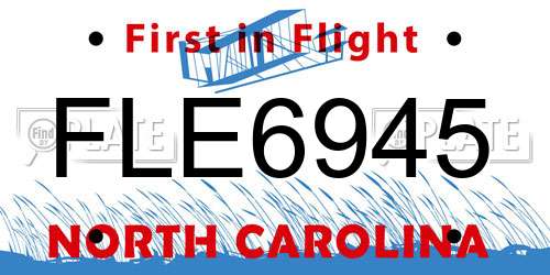 FLE6945 North Carolina License Plate