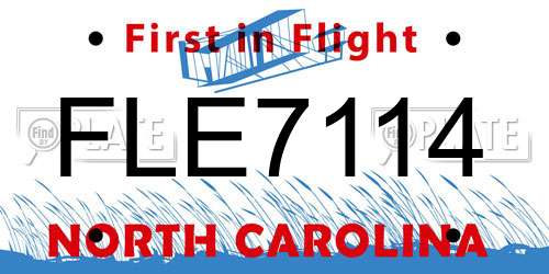 FLE7114 North Carolina License Plate