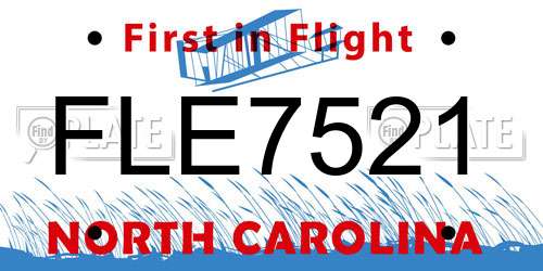 FLE7521 North Carolina License Plate