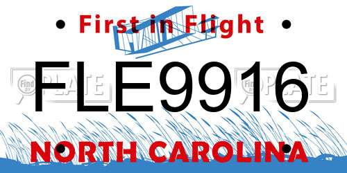 FLE9916 North Carolina License Plate