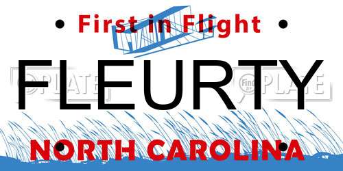 FLEURTY North Carolina License Plate