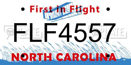 FLF4557 North Carolina License Plate
