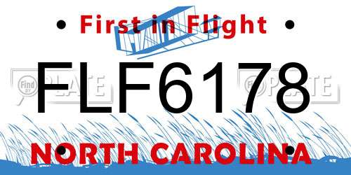 FLF6178 North Carolina License Plate