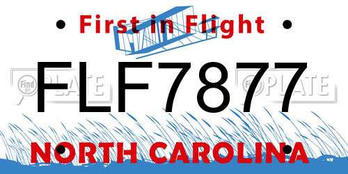 FLF7877 North Carolina License Plate