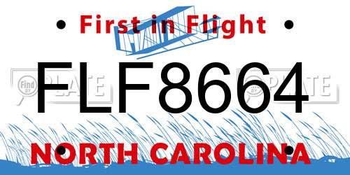 FLF8664 North Carolina License Plate