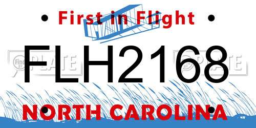 FLH2168 North Carolina License Plate