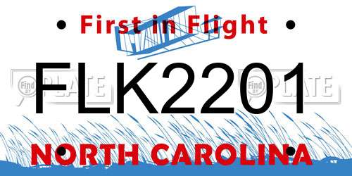 FLK2201 North Carolina License Plate