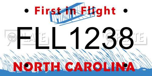 FLL1238 North Carolina License Plate