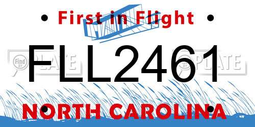 FLL2461 North Carolina License Plate