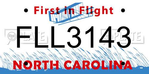 FLL3143 North Carolina License Plate