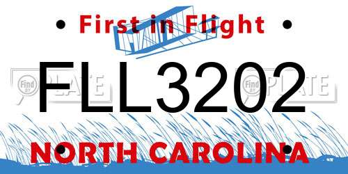 FLL3202 North Carolina License Plate