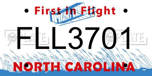 FLL3701 North Carolina License Plate