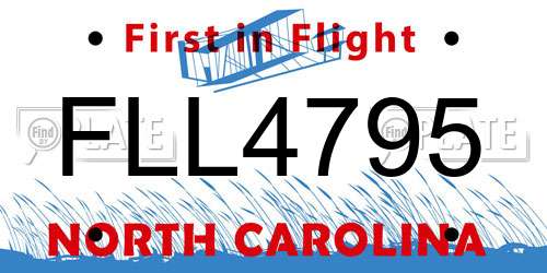 FLL4795 North Carolina License Plate