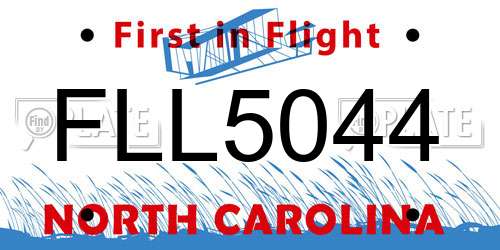 FLL5044 North Carolina License Plate