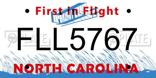 FLL5767 North Carolina License Plate