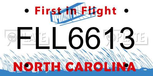 FLL6613 North Carolina License Plate