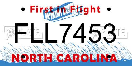 FLL7453 North Carolina License Plate