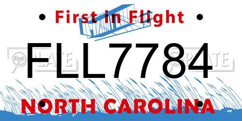 FLL7784 North Carolina License Plate