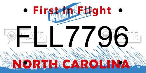 FLL7796 North Carolina License Plate
