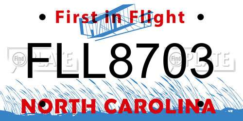 FLL8703 North Carolina License Plate