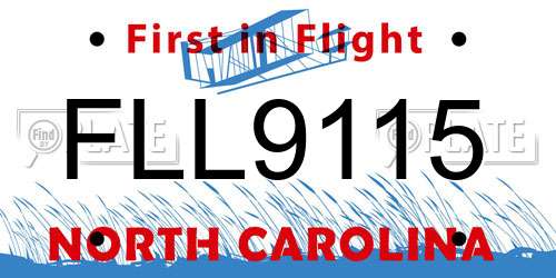 FLL9115 North Carolina License Plate