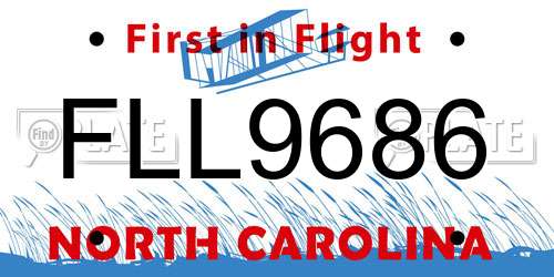 FLL9686 North Carolina License Plate