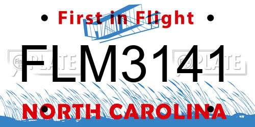 FLM3141 North Carolina License Plate